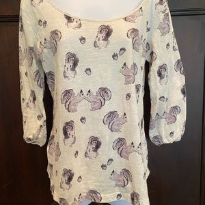 Anthropologie Squirrel Print Top